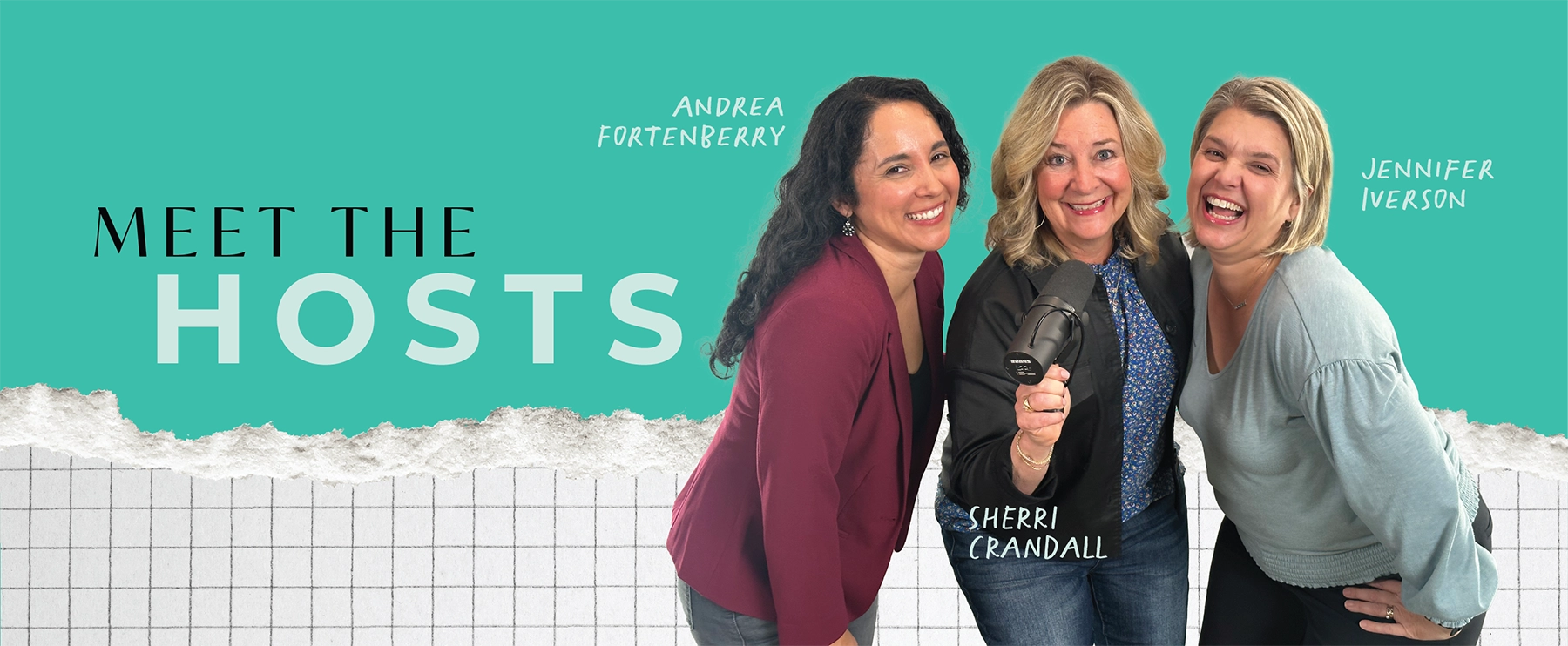 The MomCo leader podcast hosts: Andrea Fortenberry, Sherri Crandall and Jennifer Iverson.